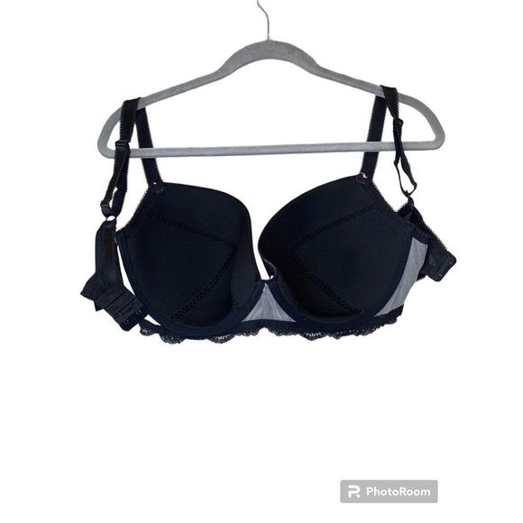 Womens Black Bra Figleaves Juliette Underwired Balconette Lace Black/Shell - Picture 4 of 6